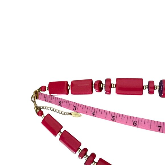 VTG COLDWATER CREEK LUCITE NECKLACE RETRO PINK PURPLE CIRCLES THICK DISCS 1990S - Picture 3 of 6